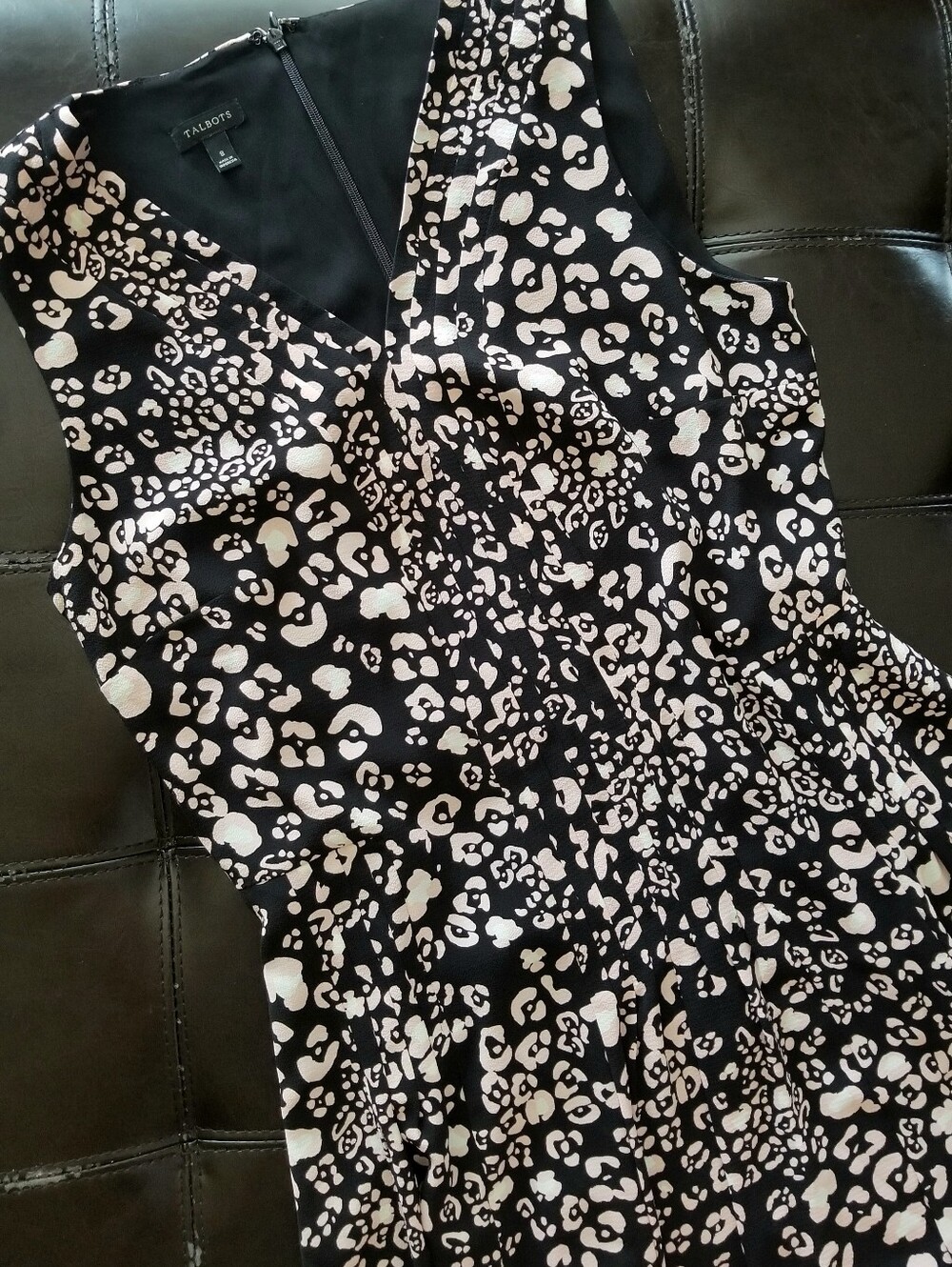 ❗Talbots Cheetah Print Navy White V-neck Flowy Dress 8❗